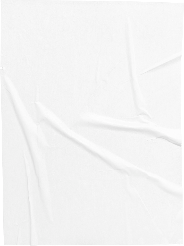 Wrinkled White paper poster template isolated